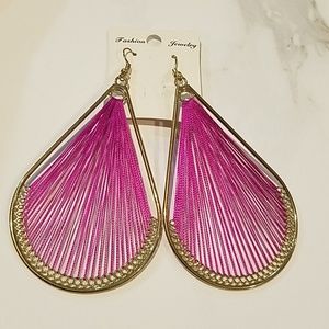 Goldtone Pink Strand Earrings